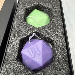 Set of 2 Geometric Dice Candles D20 Style‎ Polyhedral Scented Boxed D&D Gaming